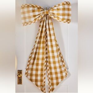NEW Anthropologie Yellow Gingham Bow Topper
